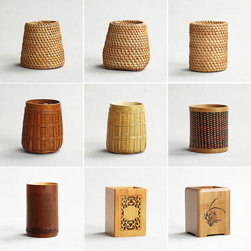 Bamboo Pen Holder & Storage Bucket