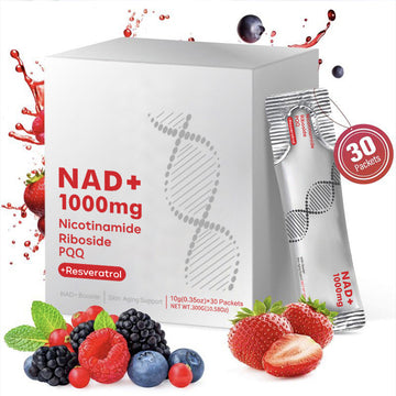 30 Packets NAD+ Drink Mix with Nicotinamide Riboside, PQQ & Resveratrol