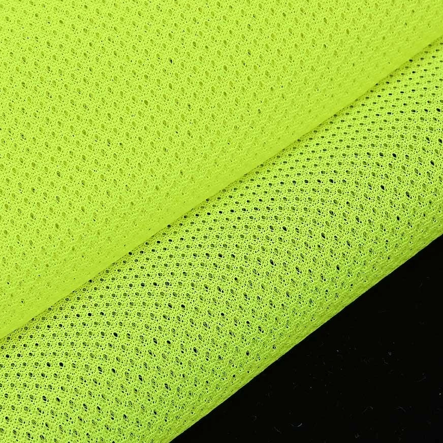 100% Polyester Neon Yellow Knit Mesh Fabric