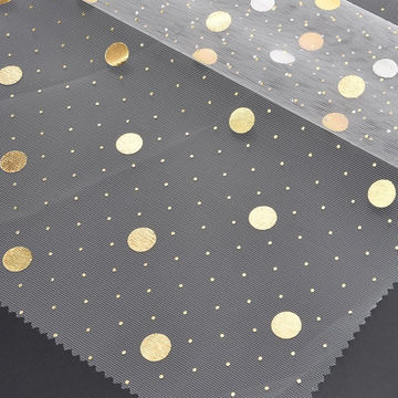 Gold Foiled Polka Dot Mesh Fabric