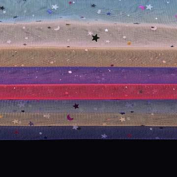 Print Rainbow Stars Tulle Fabric