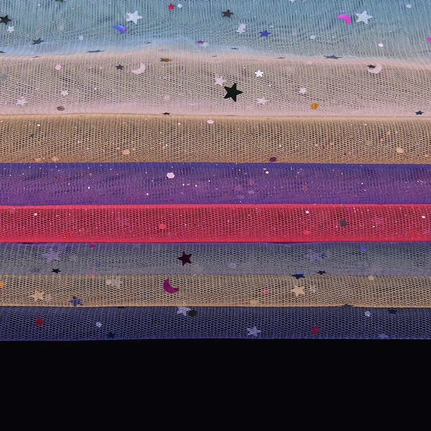 Print Rainbow Stars Tulle Fabric