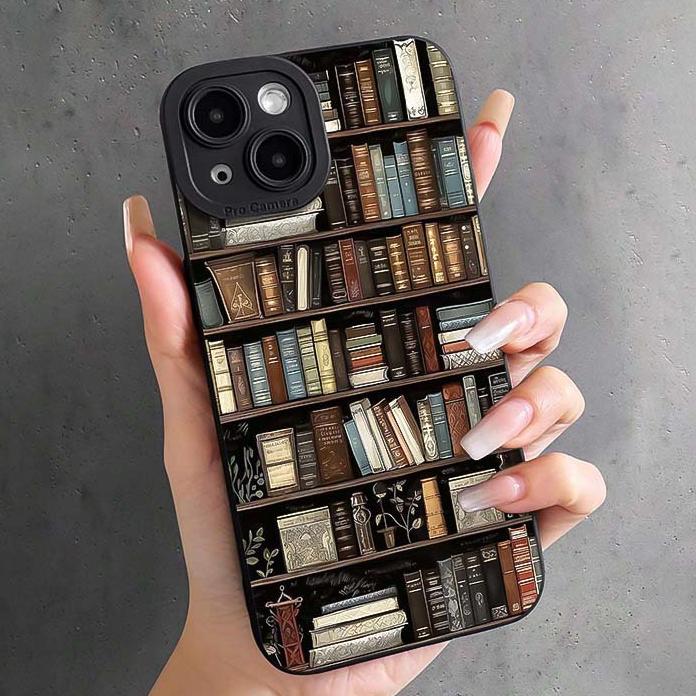 Cartoon Bookshelf Pattern TPU Phone Case for iPhone
