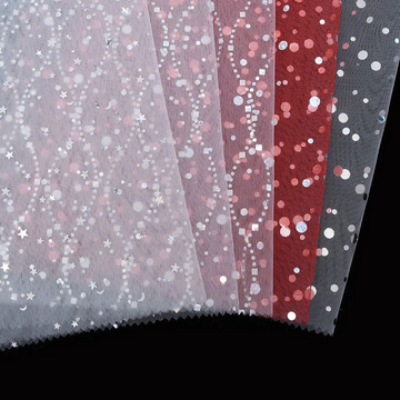 Silver Foiled Glitter Tulle Fabric