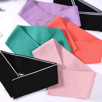 Rib Knit Fabric Polo Shirt Collar