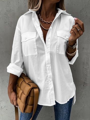 Women's All-Season Versatile Loose-Fit Long-Sleeve Lapel Shirt