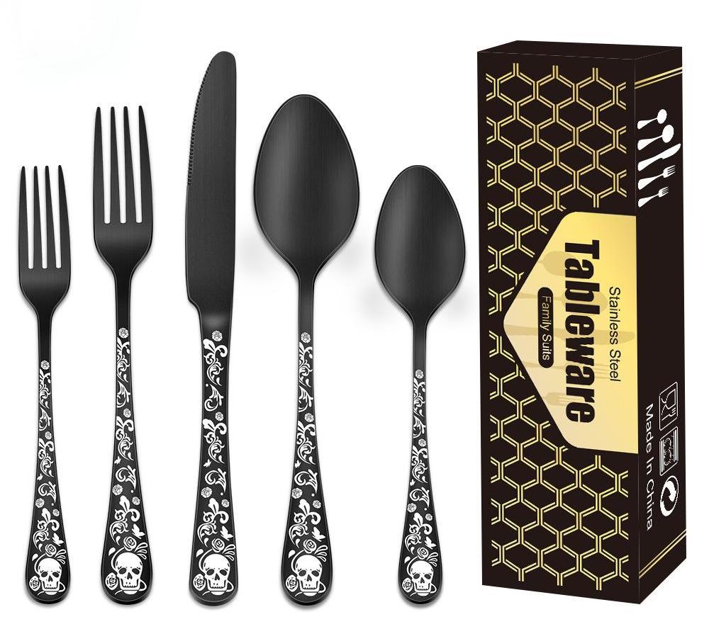 Halloween Skeleton Cutlery Set for 4