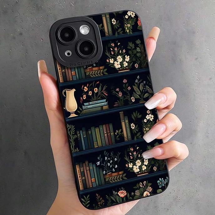 Cartoon Bookshelf Pattern TPU Phone Case for iPhone