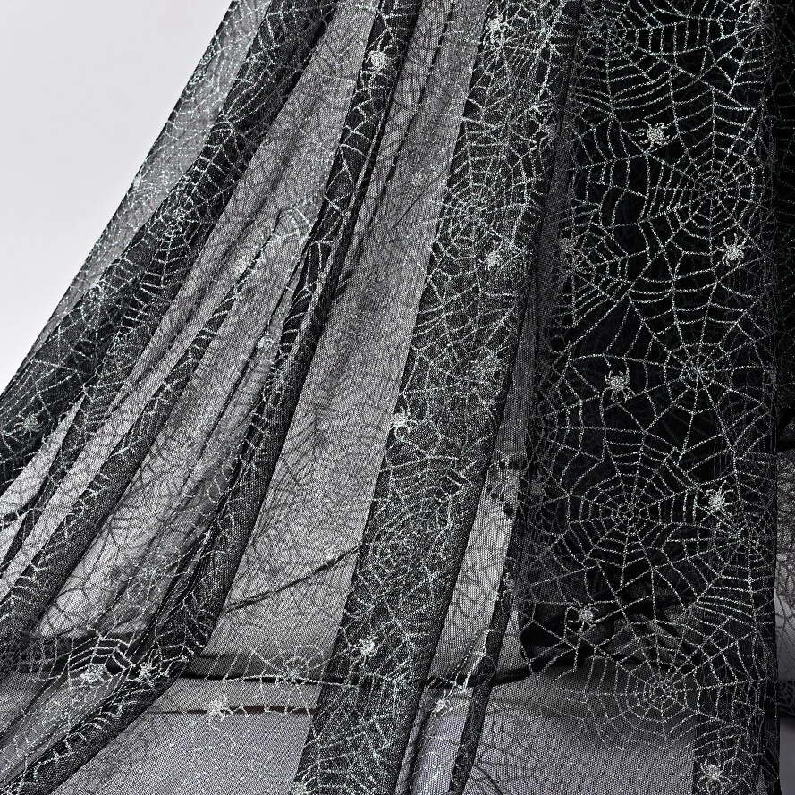 Glow in the Dark Spiderweb Tulle Fabric