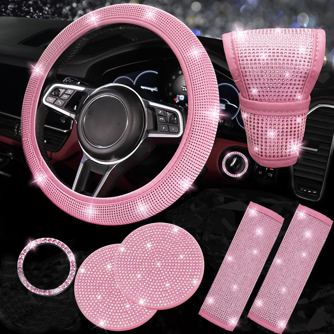 Steering Wheel Covers with Sparkly Crystal Diamond