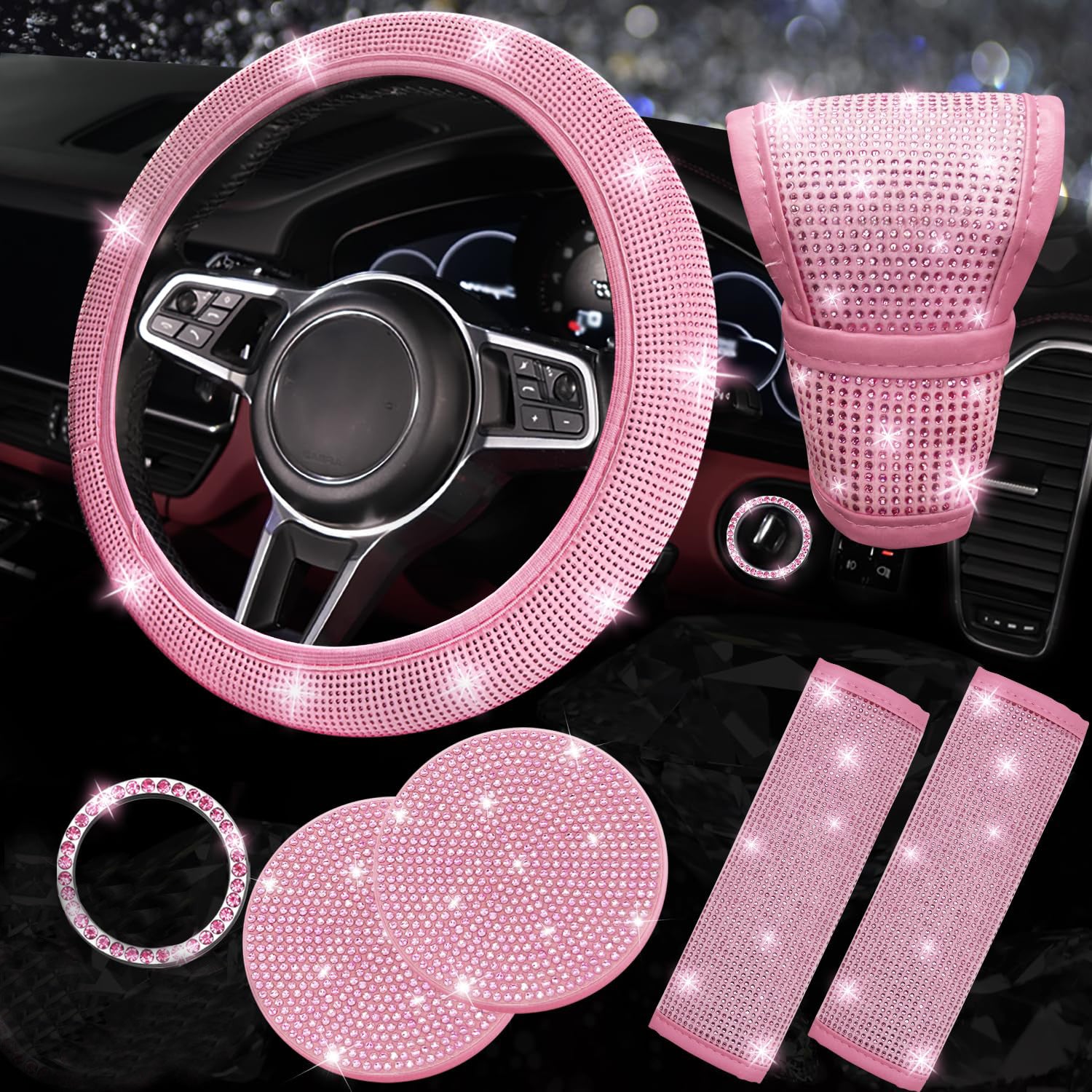 Steering Wheel Covers with Sparkly Crystal Diamond