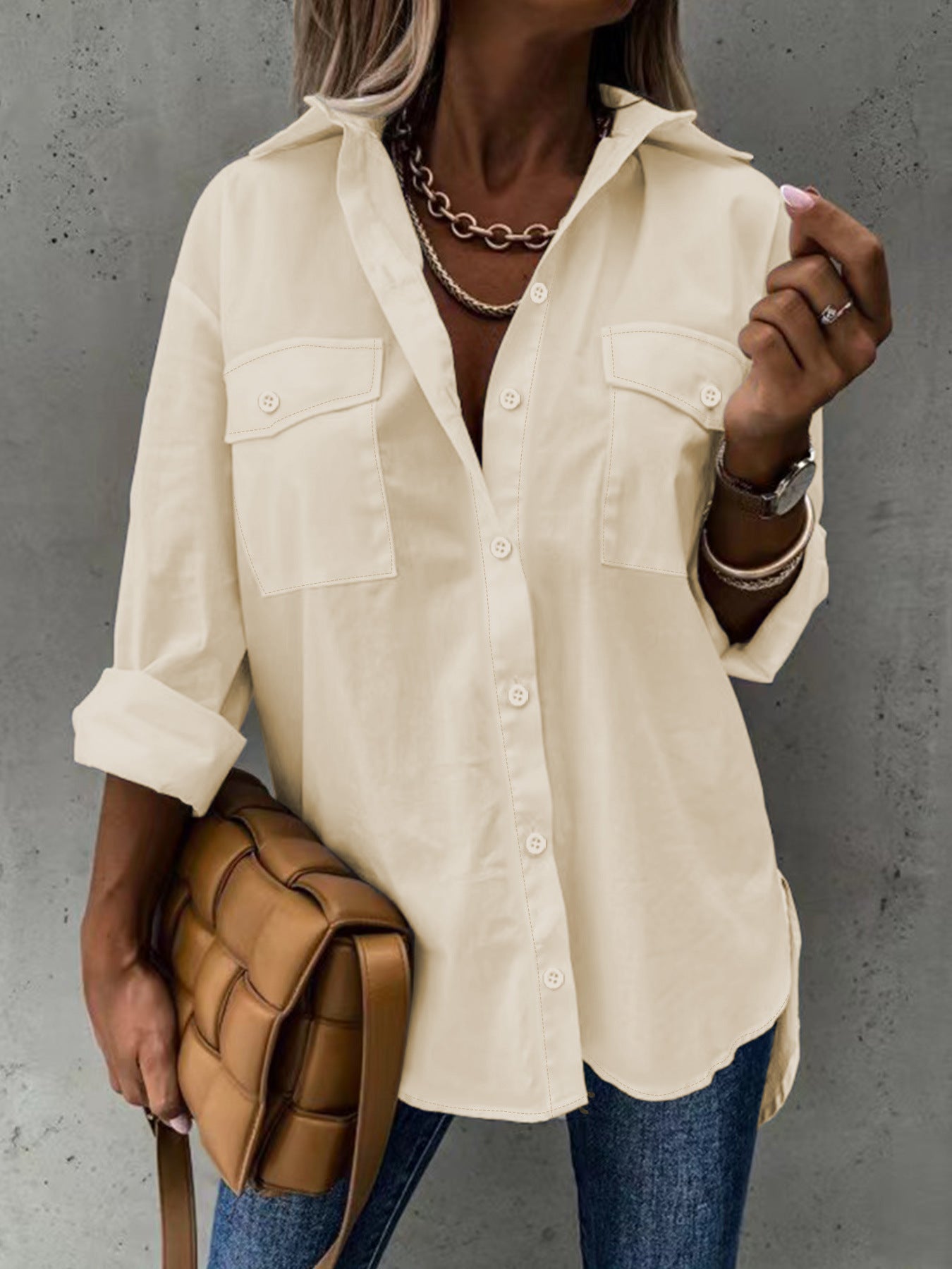 Women's All-Season Versatile Loose-Fit Long-Sleeve Lapel Shirt
