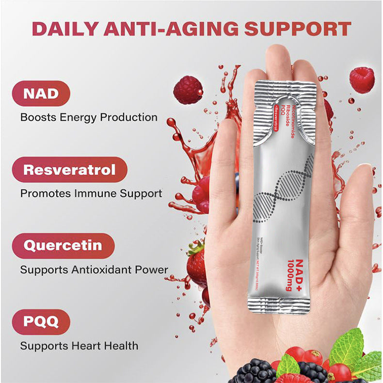 30 Packets NAD+ Drink Mix with Nicotinamide Riboside, PQQ & Resveratrol