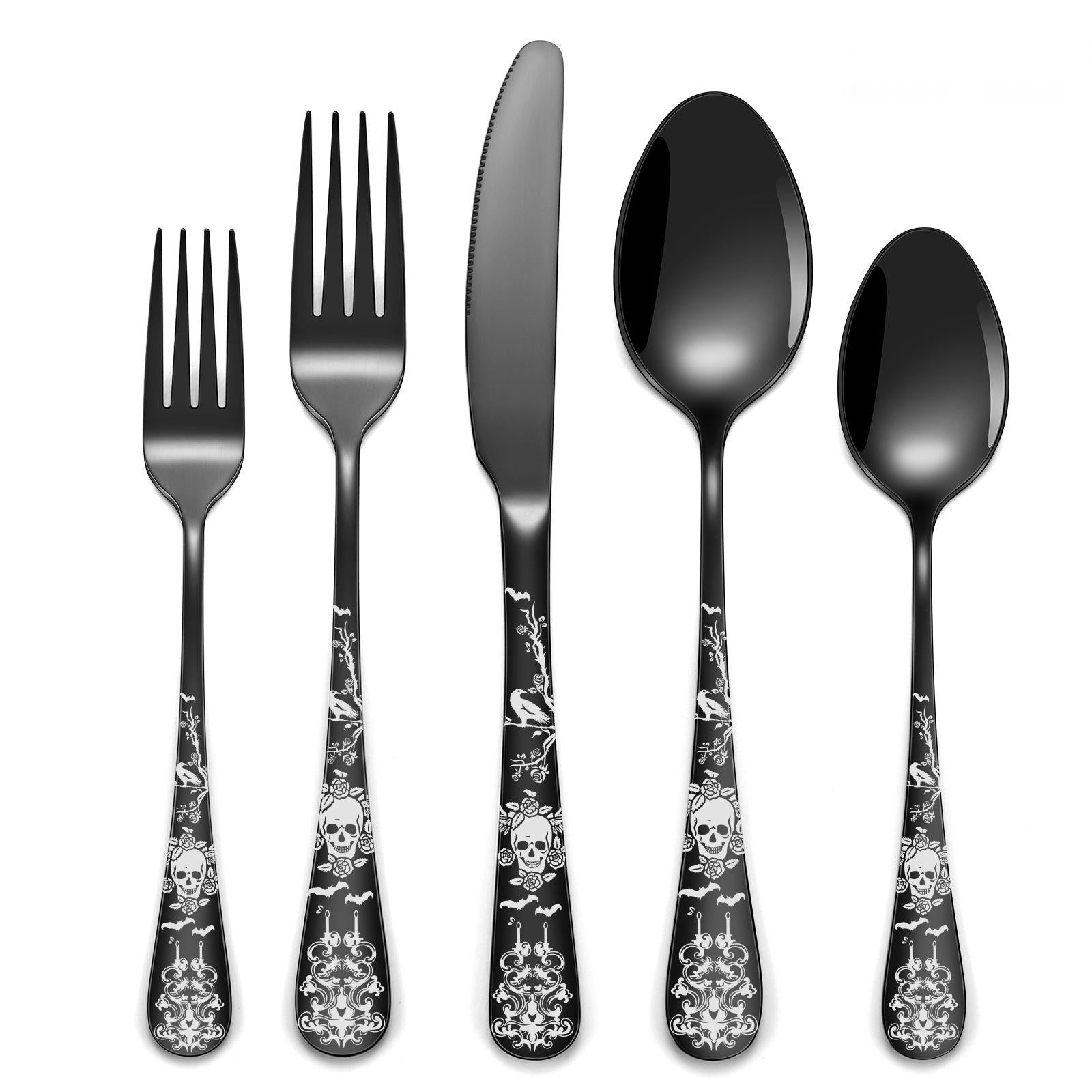 Halloween Skeleton Cutlery Set for 4
