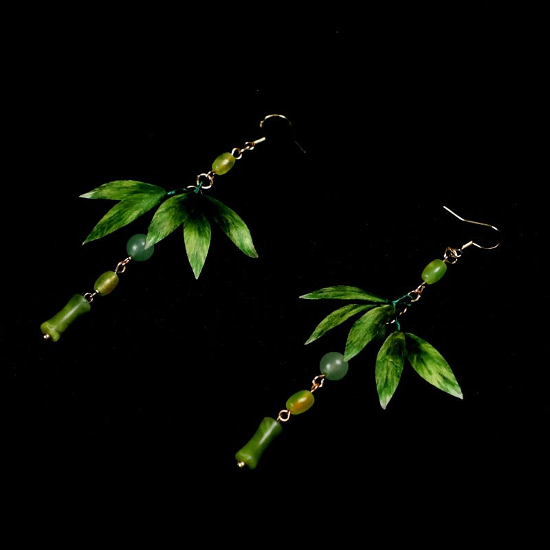 Intangible Cultural Heritage - Silk Velvet Flower Leaf Earrings