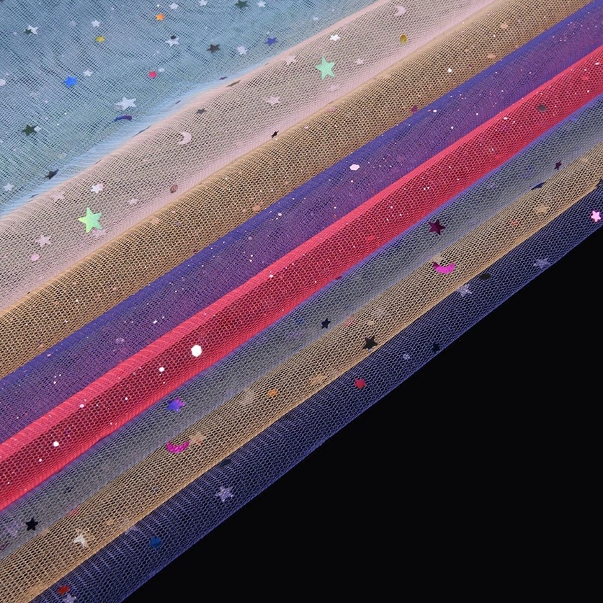 Print Rainbow Stars Tulle Fabric