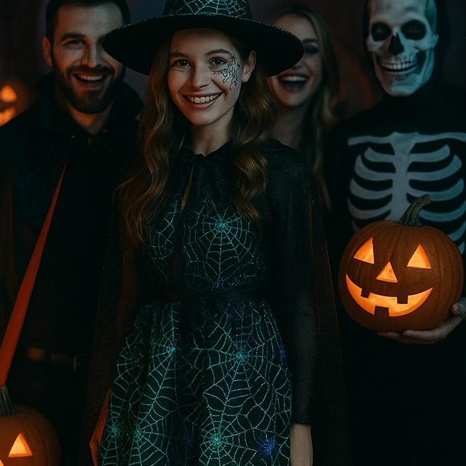 Glow in the Dark Spiderweb Tulle Fabric