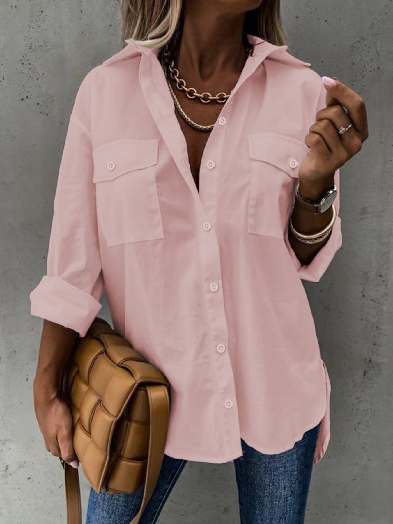 Women's All-Season Versatile Loose-Fit Long-Sleeve Lapel Shirt