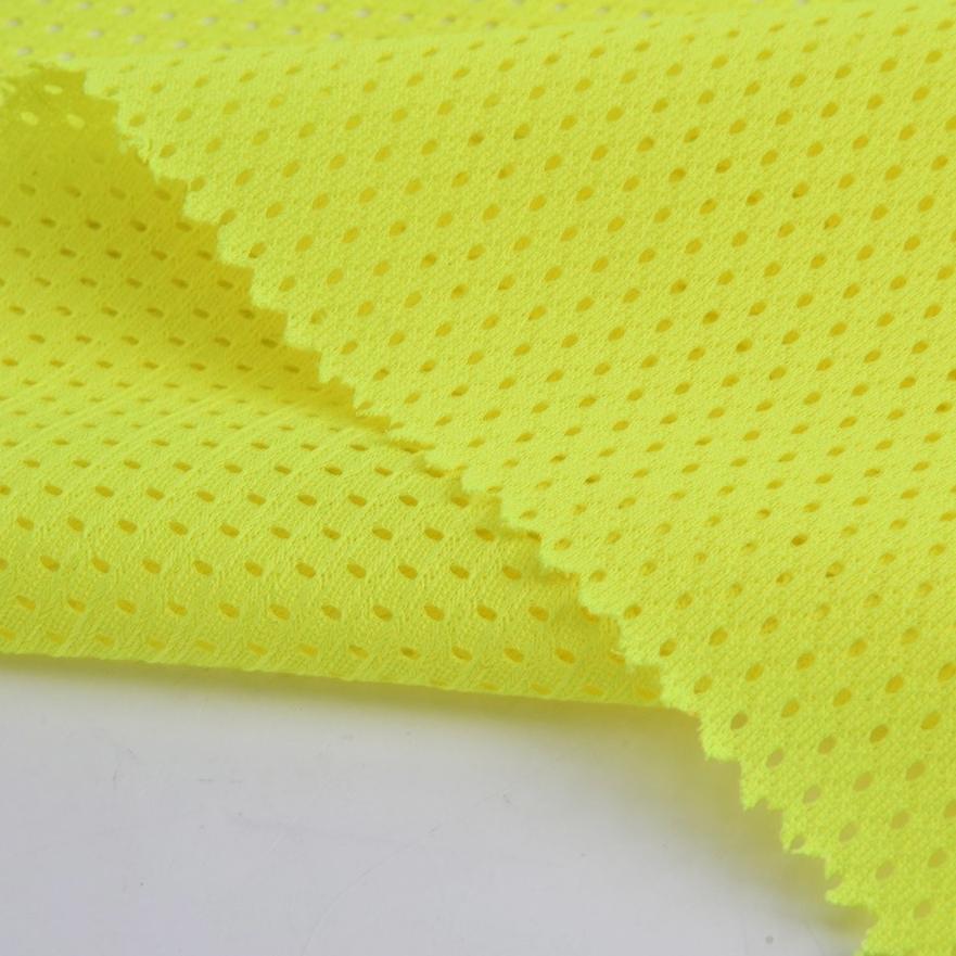 100% Polyester Neon Yellow Interlock Mesh Fabric