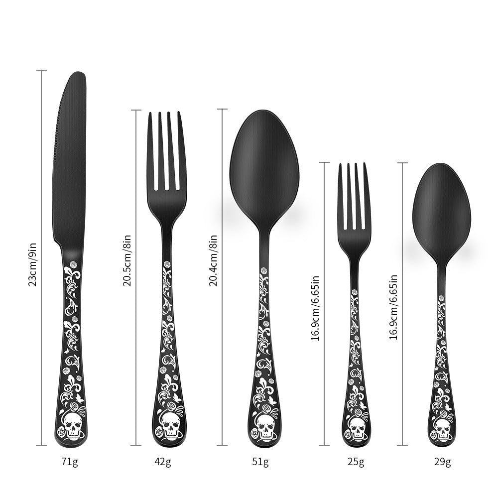 Halloween Skeleton Cutlery Set for 4