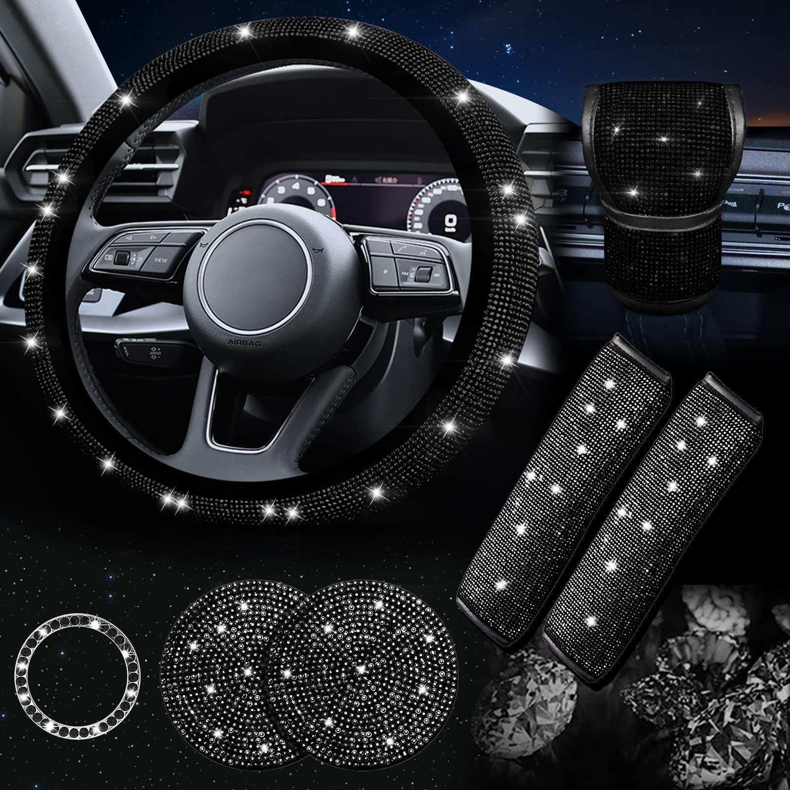 Steering Wheel Covers with Sparkly Crystal Diamond