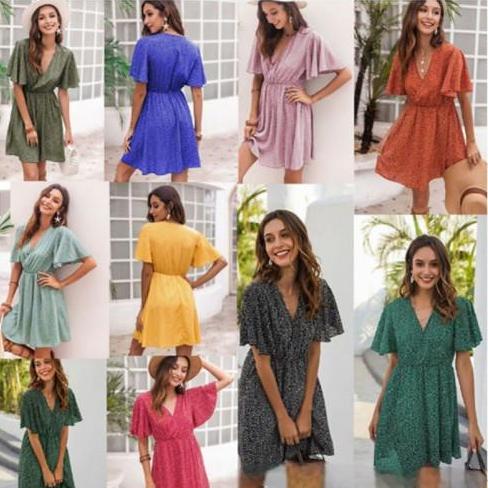 2025 Summer New Clothing Wholesale Source for V-neck Small Floral Dress