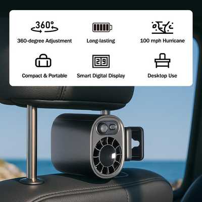 Car Clip On Fan with LED Display