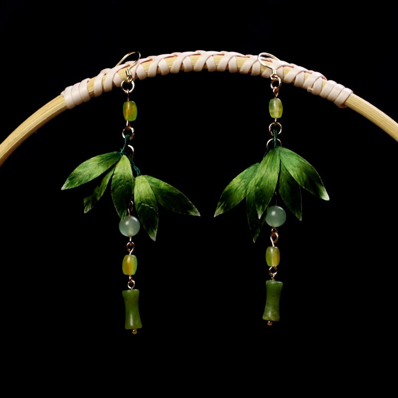 Intangible Cultural Heritage - Silk Velvet Flower Leaf Earrings