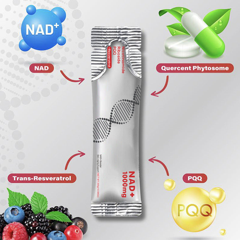 30 Packets NAD+ Drink Mix with Nicotinamide Riboside, PQQ & Resveratrol